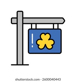 Irish Pub sign  vector filled outline icon. EPS 10 file