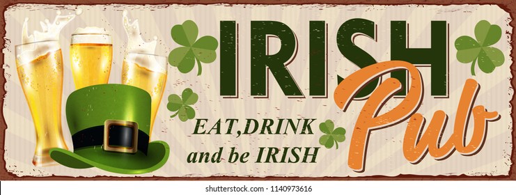 Irish Pub Vintage Metal Sign.