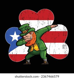 Irish Puerto Rico Dabbing Leprechaun St Patrick's Day