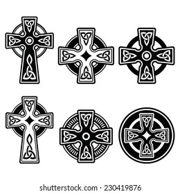 Irish, Scottish Celtic cross on white vector sign 