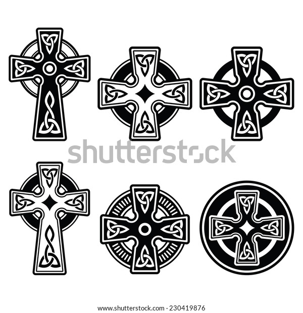 Irish,\
Scottish Celtic cross on white vector sign\
