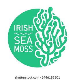 Irish Sea Moss - label for packaging of seaweed gel used by the food industry, and healthcare products. Flat circle design