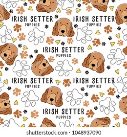 Irish Setter : Dog breed collection : Seamless Pattern : Vector Illustration