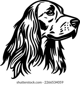 Irish Setter, dog head, vector illustration, black color, vector image