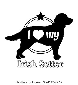  Irish Setter Hund Silhouette, ich liebe meinen Hund, Hund, Hunderassen, Logo, Vektor, Silhouette, Tier, Illustration, Symbol, Zeichen, schwarz, Haustier,