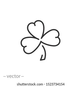 irish shamrock icon, thin line web symbol on white background - editable stroke vector illustration eps 10