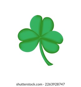 Irish shamrock isolated on white background Green lucky clover symbol of a St Patrick day Vector illustration
