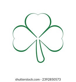 Irish shamrock isolated on white background Green clover with three leaves symbol of a St Patrick day Brush stroke Vector illustration	