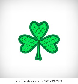 Irish shamrock leaf layered. Hand drawn clover leaves isolated on white background. St. Patrick's day symbol. Vector illustration.