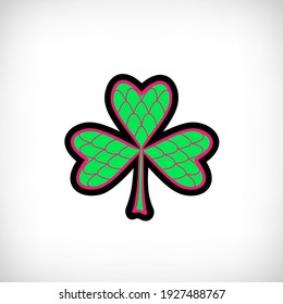 Irish shamrock leaf layered. Hand drawn clover leaves isolated on white background. St. Patrick's day symbol. Vector illustration.