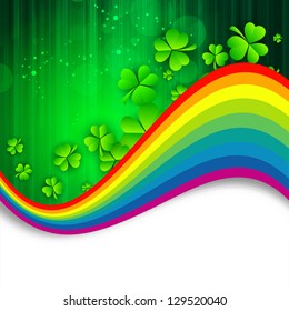 Irische Shamrock-Blätter mit Regenbogenhintergrund für den Happy St. Patrick's Day. EPS10.