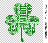 Irish shamrock vector art with the names of the biggest cities of Ireland for St.Patrick