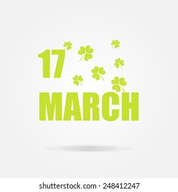 Irish shamrocks background with text 17 March