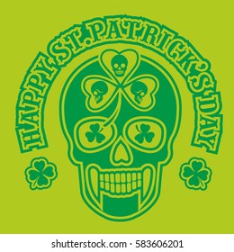 Irish skull with clover, grunge vintage design t shirts