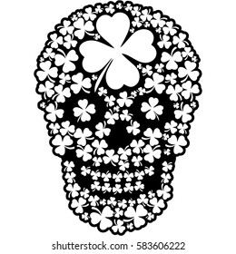 Irish skull with clover, grunge vintage design t shirts