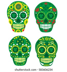 Irish skull with clover, grunge vintage design t shirts