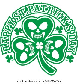 Irish skull with clover, grunge vintage design t shirts