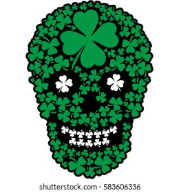 Irish skull with clover, grunge vintage design t shirts