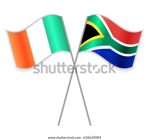 Irish South African Crossed Flags Ireland Stock Vector Royalty Free 618620084