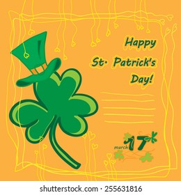 Irish st patrick day party card with flat symbols of the holiday and place for text. Vector illustration. Best your design, advertising, menus, invitations, party.