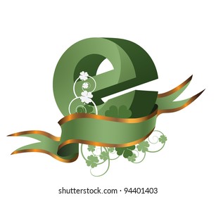 Irish St. Patrick's Day Alphabet Letter G With Ribbon and Clover EPS 8 vector, grouped for easy editing. No open shapes or paths.