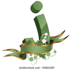 Irish St. Patrick's Day Alphabet Letter G With Ribbon and Clover EPS 8 vector, grouped for easy editing. No open shapes or paths.