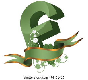 Irish St. Patrick's Day Alphabet Letter G With Ribbon and Clover EPS 8 vector, grouped for easy editing. No open shapes or paths.