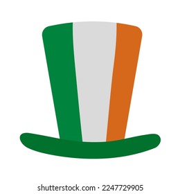 Irish St. Patrick's Day bucket hat in a flat cartoon style. Hat with Irish flag coloring, symbol of the national holiday. Vector illustration.