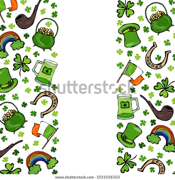 Irish St Patricks Day Symbols Green Stock Vector Royalty Free 1031036503