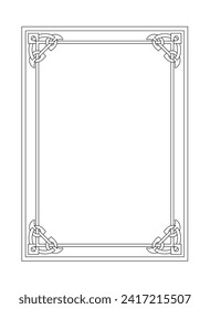 Irish style decorative frame. Border line art illustration. Celtic style vector frame.