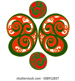 Irish style hand drawn illustration. Ethnic motives. Pattern element. Butterfly shaped
