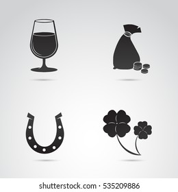 Irish symbols - icon set. Vector art.