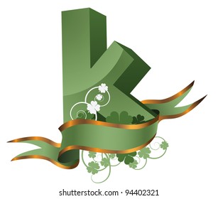 Irish t. Patrick's Day Decorative Alphabet Letter K Icon Symbol EPS 8 vector, grouped for easy editing. No open shapes or paths.