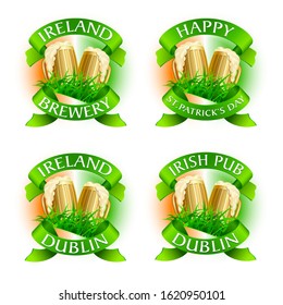 Irish taditional label designs for pabs, party or brewery prosucts. Colorful collection