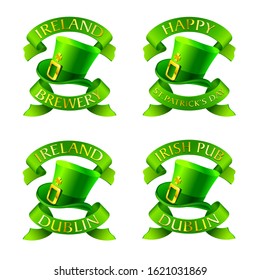 Irish taditional label designs for pabs, party or brewery products. Colorful collection.