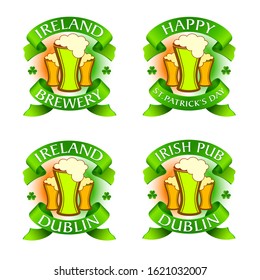 Irish taditional label designs for pabs, party or brewery products. Colorful collection