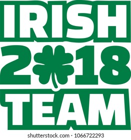 Irish team 2018 St. Patricks Day in green with shamrock