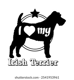 Irish Terrier dog silhouette, i love my dog,  dog, dog breeds, logo, vector, silhouette, animal, illustration, icon, sign, black, pet,