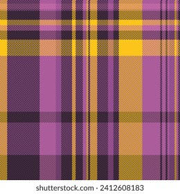 Irish texture textile seamless, ragged plaid pattern tartan. Celebrate vector fabric background check in magenta and black colors.