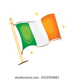 Irish waving flag illustration vector cartoon style