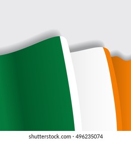 Irish waving Flag. Vector illustration.