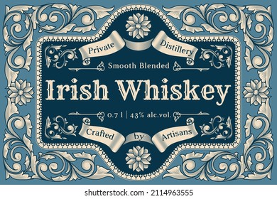 Irish whiskey - ornate vintage decorative label