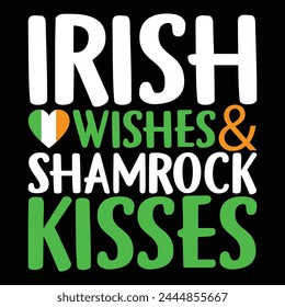 Irish wishes shamrock kisses vector