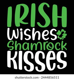 Irish wishes shamrock kisses vector