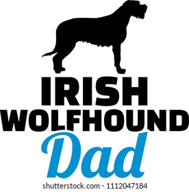 Irish Wolfhound dad silhouette with blue word