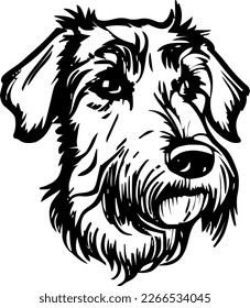 Irish Wolfhound, dog head, vector illustration, black color, vector image