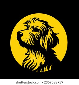 Irish wolfhound dog illustration design on black background