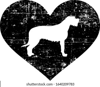 Irish Wolfhound silhouette in black heart