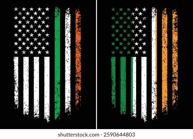 Irish-American Flag. Distressed St. Patrick’s Day Pride Design