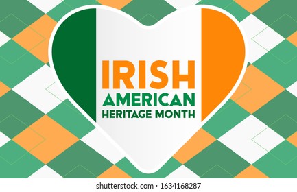 Irish-American Heritage Month. Celebrated all March in the United States. Background, poster, greeting card, banner design. Vector EPS 10